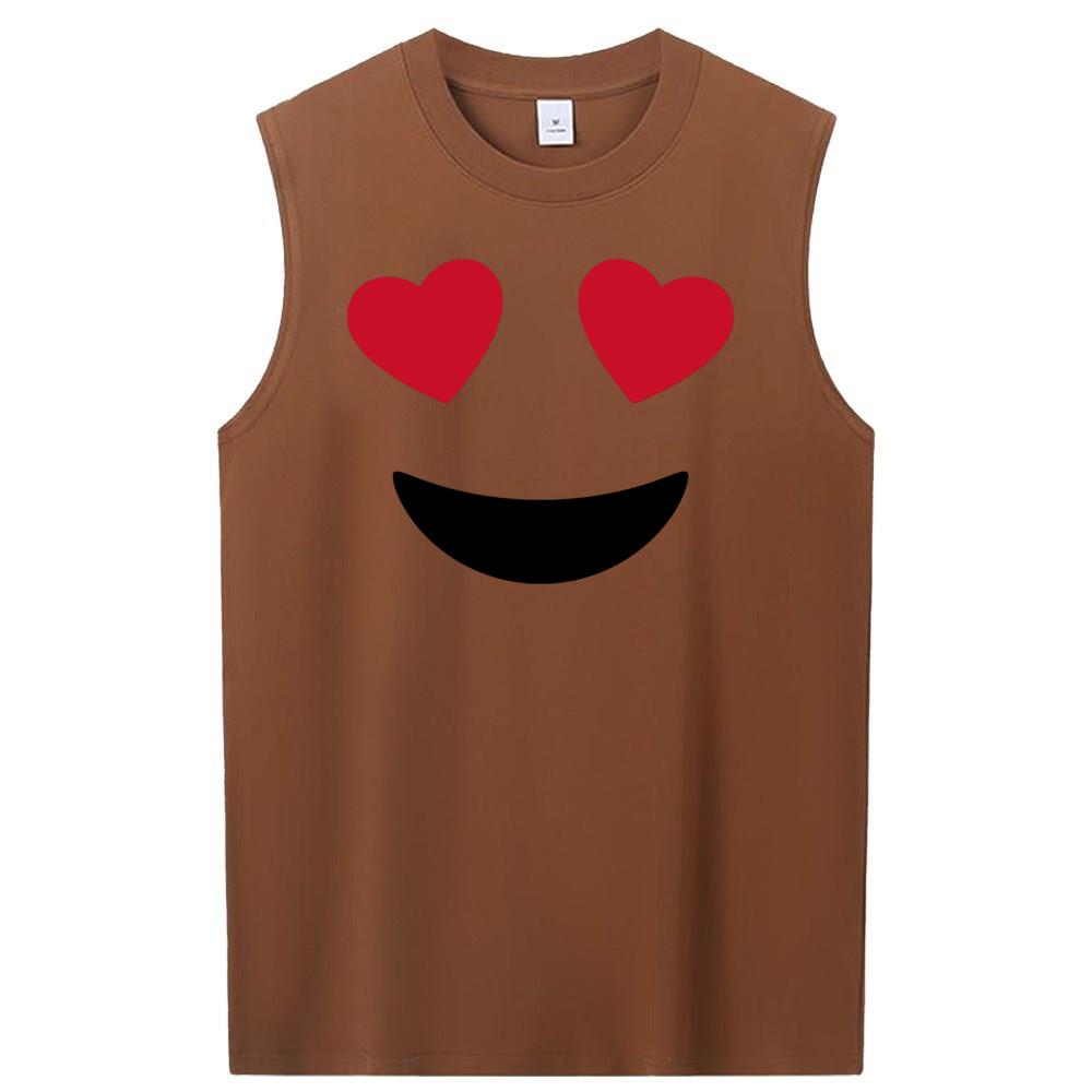 [Personalized] Emoji. cotton Sleeveless t-shirts 1/2 DTG print  Unisex