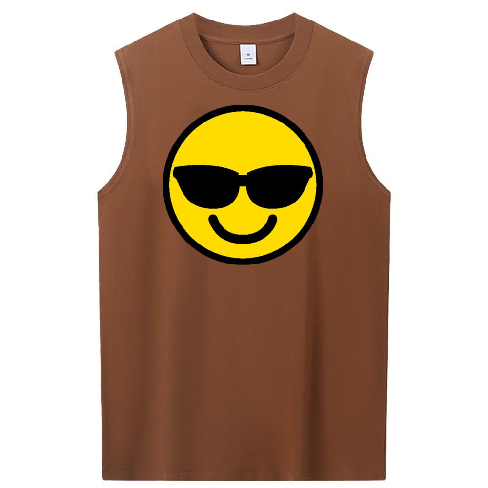 [Personalized] Emoji. cotton Sleeveless t-shirts 1/2 DTG print  Unisex