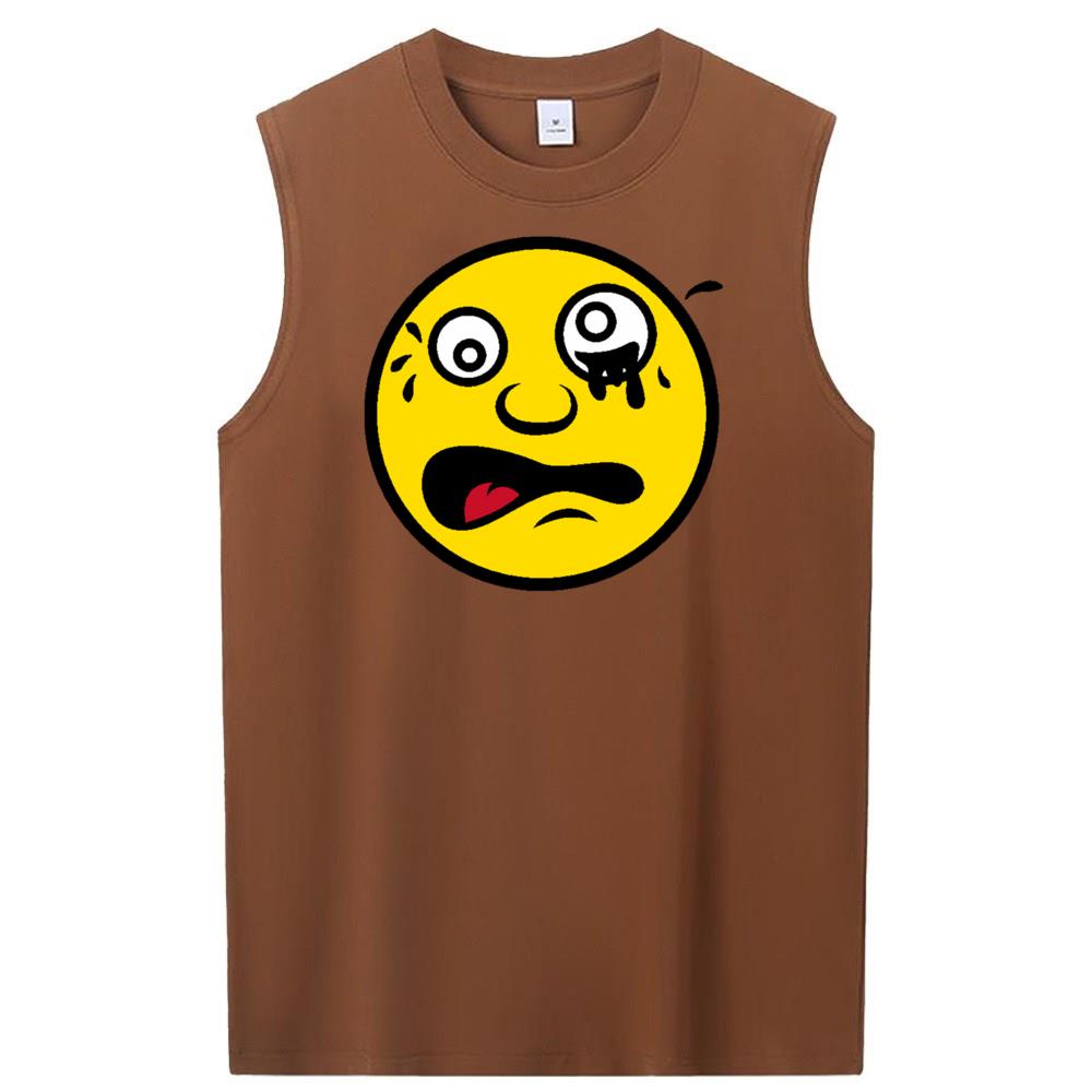 [Personalized] Emoji. cotton Sleeveless t-shirts 1/2 DTG print  Unisex