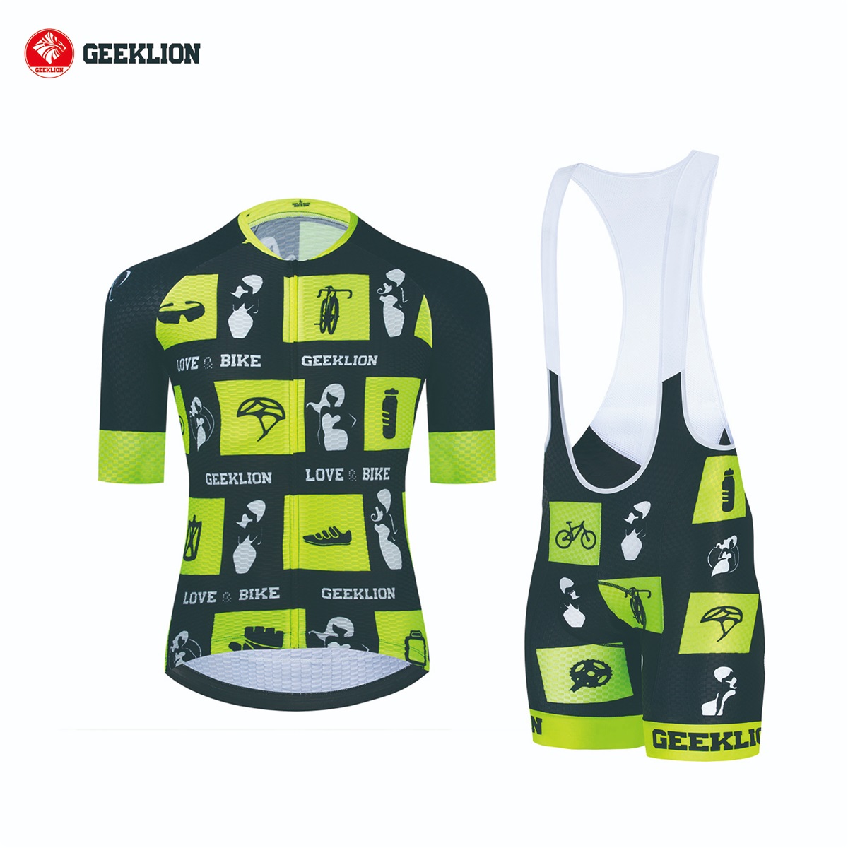 2023 Neon Yellow Short Sleeves Cycling Bib Short Set Breathable Sponge Pad Ciclismo Team PRO MTB Maillot
