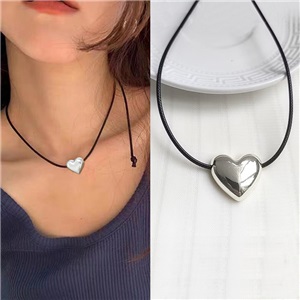 s925 sterling silver necklace simple heart-shaped fashion necklace Korean niche high-end adjustable love necklace for men and women