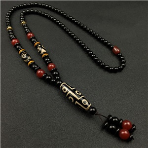 Retro Dzi Bead Pendant Necklace Ethnic Style Decoration Pendant Nine Eyes Dzi Bead Gift Box Set Live Marketing Gift