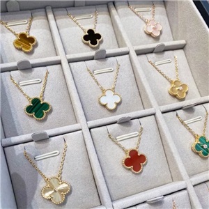 High version four-leaf clover necklace female 18K gold white mother-of-pearl red agate double-sided clover pendant clavicle chain wholesale