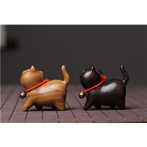 Wooden creative curious kitten desktop decoration handle piece cute bell cat small gift night market live broadcast