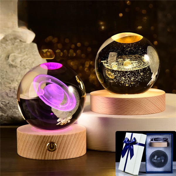 Star Astronaut White Crystal Ball Luminous 3D Inner Carved Night Light Custom Desktop Decoration Tanabata Valentine's Day Gift