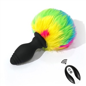 Colorful Vibrating Silicone Tail Anal Plug Vibrator With Remote Control