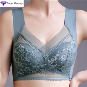 Gathered beautiful back lace wrap chest vest for women without steel ring fixed cup to collect side breasts and lift seamless vest bra