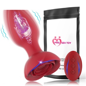 Rose Anal Plug Silicone Backyard Vibration Anal Plug With Remote Control