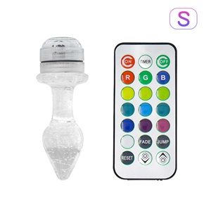 Remote Control Color-changing Crystal Luminous Glass Anal Plug For Women