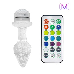 Remote Control Color-changing Crystal Luminous Glass Anal Plug For Women