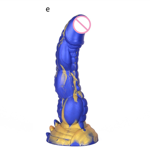 Tentacle Shaped Penis Soft Silicone Dildo For Women Blue Gold