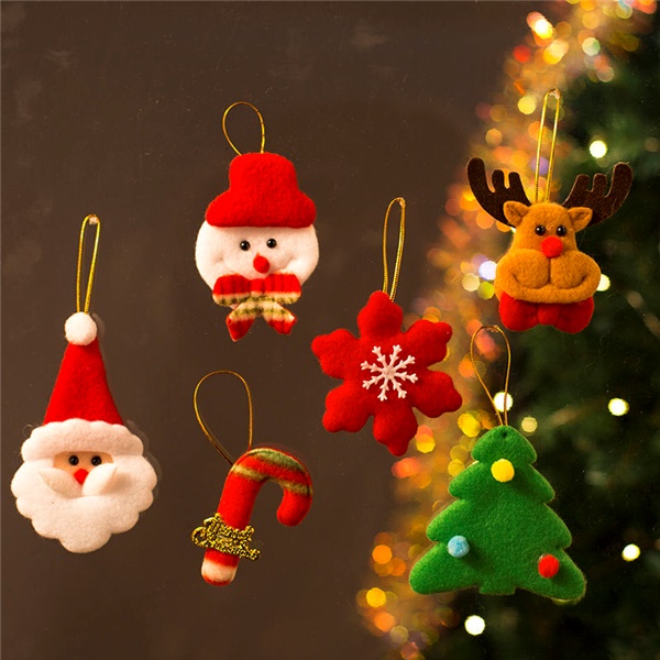 Christmas Tree Decorations Christmas Elements Ornaments Snowman Santa Claus Reindeer Small Pendants - Set