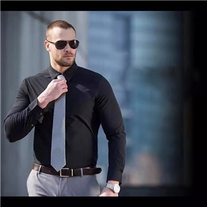 Men's Long Sleeve Stretch Shirt Non-Iron and Wrinkle-Resistant Solid Color Shirt