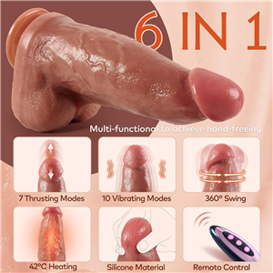 Huge 9.5 Inches, 2.24 lb 42°C Heating Remote Control Realistic Thick Dildo Vibrator With 7 Fast Thrusting & 10 Vibration Modes