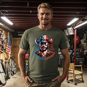 Western Cowboy Vintage Style Shirt, Retro American Cowboy Shirt  DTG pure cotton t-shirts