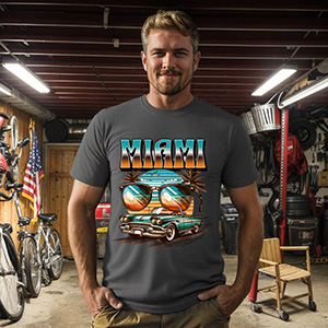 Enjoy Miami Vacation Urlaub Strand Beach Palm Trees Palmen  DTG pure cotton t-shirts