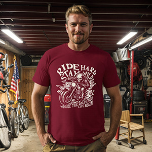 Ride Hard Stay Wild Vintage Skeleton Biker Motorcycle  DTG pure cotton t-shirts