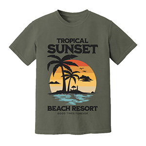 Tropical Sunset, Beach Resort, Good time forever  DTG pure cotton t-shirts