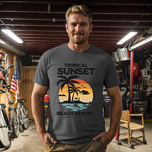 Tropical Sunset, Beach Resort, Good time forever  DTG pure cotton t-shirts