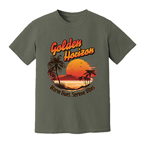 Golden Horizon Warm Hues Serene Vibes  DTG pure cotton t-shirts