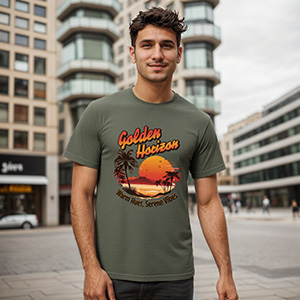 Golden Horizon Warm Hues Serene Vibes  DTG pure cotton t-shirts