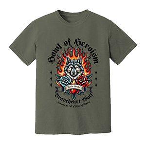 Wolf With Roses  DTG pure cotton t-shirts