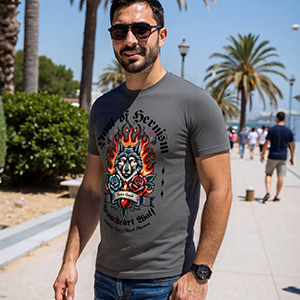 Wolf With Roses  DTG pure cotton t-shirts