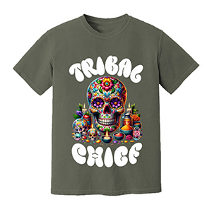TRIBAL skull roses  DTG pure cotton t-shirts