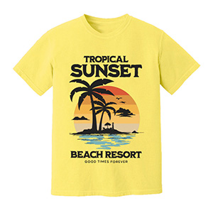 Tropical Sunset Beach Resort DTG pure cotton t-shirts