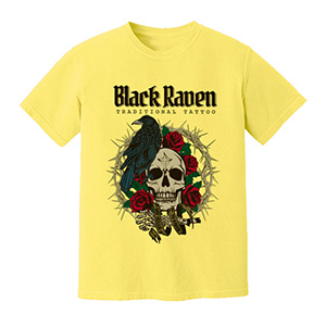 black raven skull DTG pure cotton t-shirts
