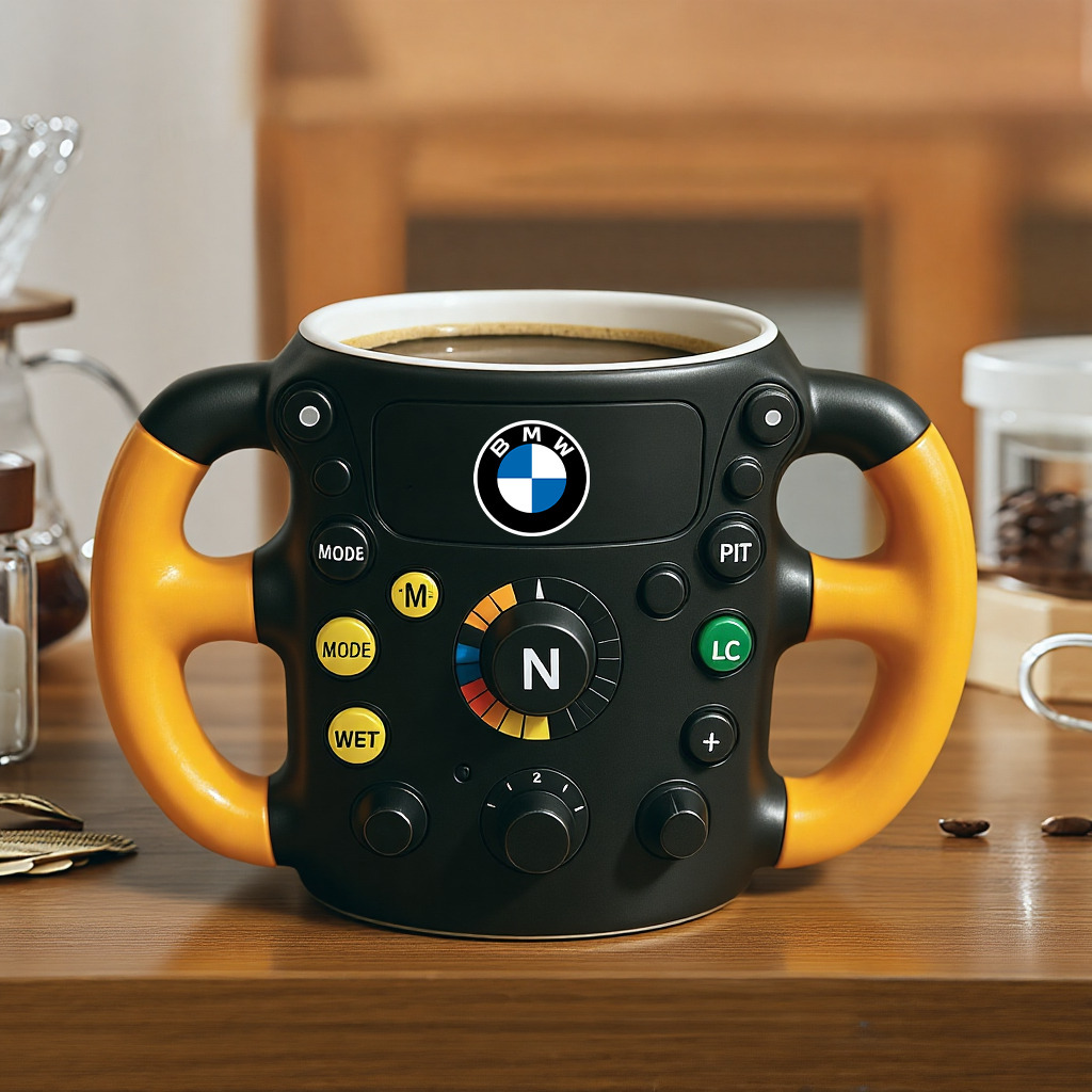 F1 Steering Wheel Mug – Performance Design for Racing Fans【Yellow】