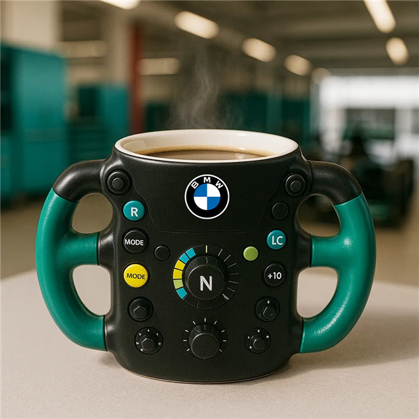 F1 Steering Wheel Mug – Performance Design for Racing Fans【Green-black】