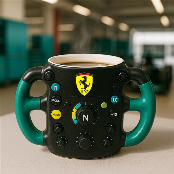 F1 Steering Wheel Mug – Performance Design for Racing Fans【Green-black】
