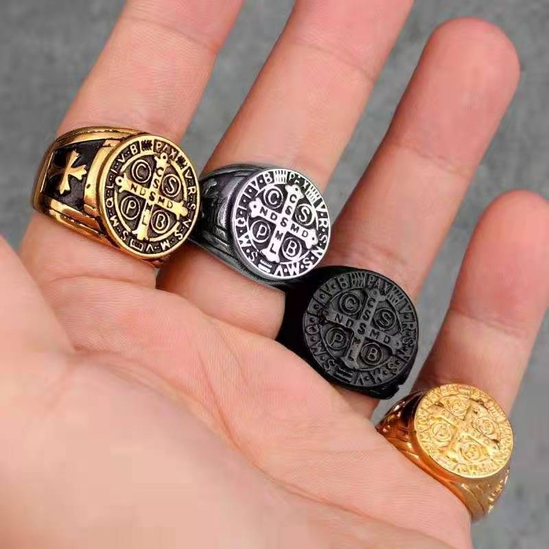 titanium steel ring cspb cross male ring stainless steel 