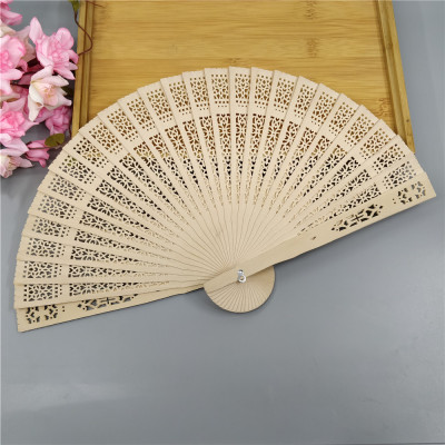 8-inch full-blown incense wood fan imitation sandalwood fan sunflower hollow folding fan wedding gift wooden gift fan