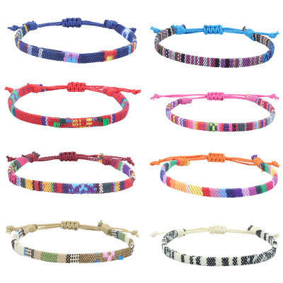 Best Selling Nepalese Style Cotton Linen Woven Fabric Rainbow Anklet Versatile Color Activity Ankle Rope