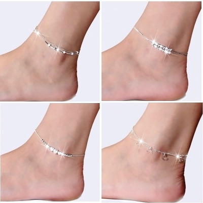 Korean version Korean imitation silver retro trendy fashion temperament beach women's anklet anklet jewelry wholesale