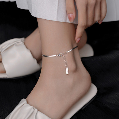 Chen Shiqi S925 sterling silver anklet women's new trendy cold wind anklet with niche design sense one piece ankle chain
