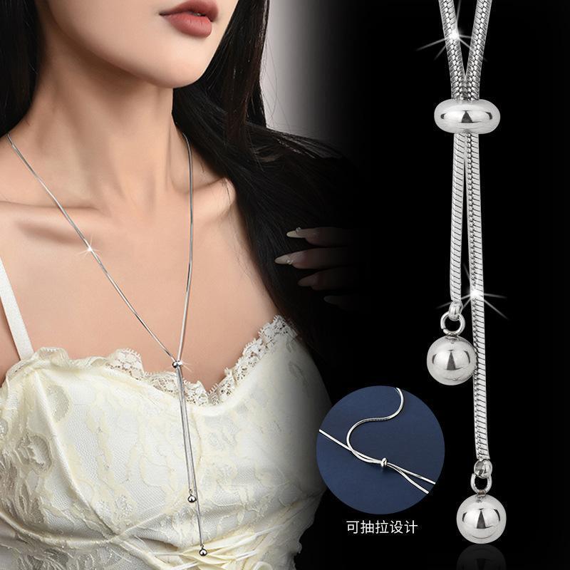 New Simple Titanium Steel Pendant Sweater Chain Women's Long Necklace 2024 New Pulling Not Fading Niche Versatile
