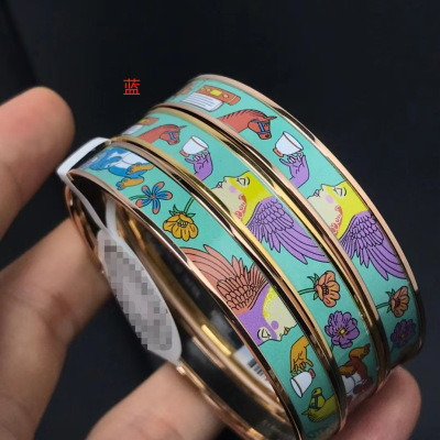 Painted Enamel Printed Rabbit Bracelet Men and Women Couple   Fashion Personality Versatile Bracelet