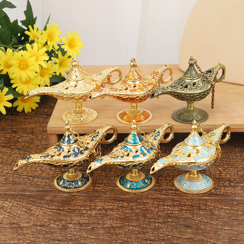  Small  Aladdin Magic Lamp New Extra Small  Metal Wishing Lamp Art Decoration Retro