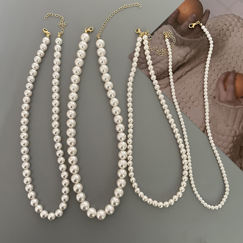Spring and summer  simple pearl necklace female jewelry celebrity fashion necklace temperament design high-end clavicle chain