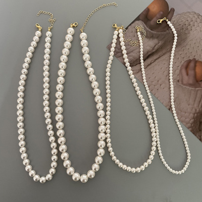 Spring and summer  simple pearl necklace female jewelry celebrity fashion necklace temperament design high-end clavicle chain