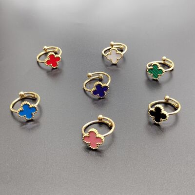 four-leaf clover adjustable open ring 18K gold fashion versatile design sense ring