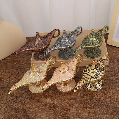 Aladdin Magic Lamp Medium  Creative Ornament Wishing Magic Lamp Metal Home Decoration Housewarming Gift