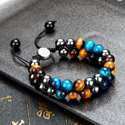 Tiger eye cat's eye turquoise red pattern obsidian green ghost bracelet bracelet natural stone woven men's and women's bracelet