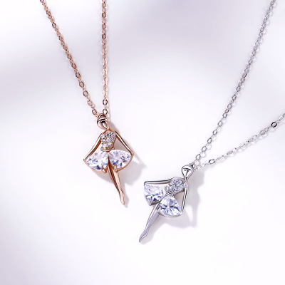 Ballet Dancer Necklace Female 925 Sterling Silver